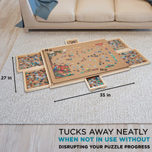 Load image into Gallery viewer, SkyMall 1500-Piece Puzzle Board - 27 x 35" Wooden Puzzle Table with Mat & 6 Magnetic Drawers