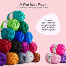 Load image into Gallery viewer, JumblCrafts Mini 20ct Crochet Yarn Set - 100% Acrylic for Knitting & Crochet - 20 Vibrant Colors