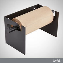 Load image into Gallery viewer, Jumbl Kraft Paper Wall Dispenser, 8" Wall Mounted Paper Roll Dispenser with Paper Cutter (Black)