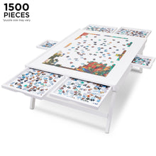 Load image into Gallery viewer, Jumbl 1500-Piece Puzzle Board - 27 x 35" Wooden Puzzle Table with 6 Removable Drawers - White