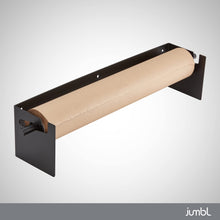 Load image into Gallery viewer, Jumbl Kraft Paper Wall Dispenser, 24" Wall Mounted Paper Roll Dispenser with Paper Cutter (Black)