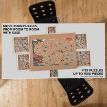 Load image into Gallery viewer, SkyMall 1500-Piece Puzzle Board - 27 x 35" Wooden Puzzle Table with Mat & 6 Magnetic Drawers