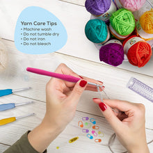 Load image into Gallery viewer, JumblCrafts Ultimate Crochet Starter Kit - 24 Yarn Set with Travel Bag, Crochet Hooks, and More
