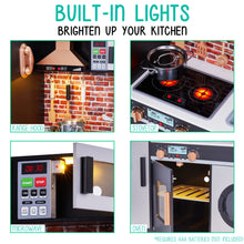 Load image into Gallery viewer, Lil' Jumbl Large Kids Kitchen Set, Wooden Pretend Play Kitchen with Sounds & Accessories - Charcoal