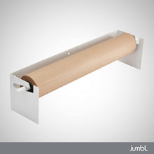 Load image into Gallery viewer, Jumbl Kraft Paper Wall Dispenser, 24" Wall Mounted Paper Roll Dispenser with Paper Cutter (White)
