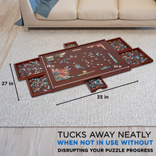 Load image into Gallery viewer, Jumbl 1500-Piece Puzzle Board - 27 x 35" Wooden Puzzle Board with 6 Removable Drawers - Dark Brown