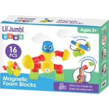Load image into Gallery viewer, Lil' Jumbl Blox 16-Piece Magnetic Building Blocks Play Set, Durable & Waterproof Toddler Toys 3-6