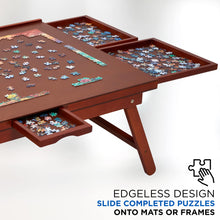 Load image into Gallery viewer, Jumbl 1500-Piece Puzzle Board - 27 x 35" Wooden Puzzle Table with 6 Removable Drawers - Dark Brown