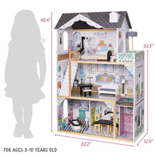 Load image into Gallery viewer, Lil' Jumbl X-Large Wooden Dollhouse, 3 Story Doll House Set with Elevator, Stairs & Accessories