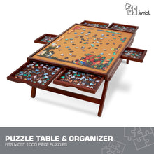 Load image into Gallery viewer, Jumbl 1000-Piece Puzzle Board - 23 x 31" Wooden Puzzle Table with Felt Surface & 6 Drawers - Brown
