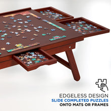 Load image into Gallery viewer, Jumbl 1000-Piece Puzzle Board - 23 x 31" Wooden Puzzle Table with 6 Removable Drawers - Dark Brown
