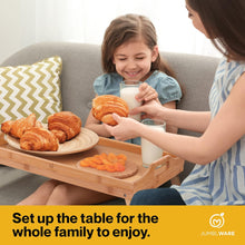 Load image into Gallery viewer, JumblWare Bamboo Bed Tray, Portable Breakfast in Bed Tray and Bed Table with Folding Legs