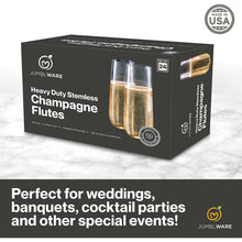 Load image into Gallery viewer, JumblWare 24 Clear Stemless Plastic Champagne Flutes (9-oz.), Recyclable, Disposable & Shatterproof