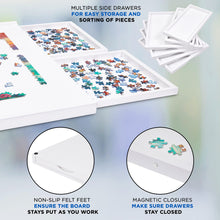 Load image into Gallery viewer, Jumbl 1500-Piece Puzzle Board - 27 x 35" Wooden Puzzle Board with 6 Removable Drawers - White