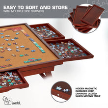Load image into Gallery viewer, Jumbl 1000-Piece Puzzle Board - 23 x 31" Wooden Puzzle Table with Felt Surface & 6 Drawers - Brown