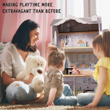 Load image into Gallery viewer, Lil' Jumbl X-Large Wooden Dollhouse, 3 Story Doll House Set with Elevator, Stairs & Accessories