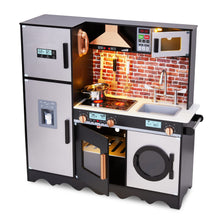 Load image into Gallery viewer, Lil' Jumbl Large Kids Kitchen Set, Wooden Pretend Play Kitchen with Sounds & Accessories - Charcoal