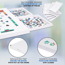 Load image into Gallery viewer, Jumbl 1000-Piece Puzzle Board - 23 x 31" Wooden Puzzle Board with 6 Removable Drawers - White