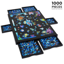 Load image into Gallery viewer, Jumbl 1000-Piece Puzzle Board - 23 x 31" Wooden Puzzle Board with 6 Removable Drawers - Black