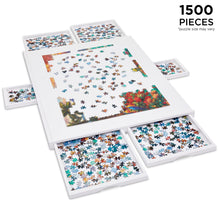 Load image into Gallery viewer, Jumbl 1500-Piece Puzzle Board - 27 x 35" Wooden Puzzle Board with 6 Removable Drawers - White