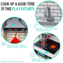 Load image into Gallery viewer, Lil' Jumbl Kids Kitchen Set, Wooden Pretend Play Kitchen with Sounds & Accessories - Gray
