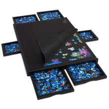 Load image into Gallery viewer, Jumbl 1000-Piece Puzzle Board - 23 x 31" Wooden Puzzle Board with 6 Removable Drawers - Black