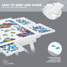 Jumbl 1000-Piece Puzzle Board - 23 x 31" Puzzle Table with Legs, Cover & 6 Removable Drawers - White