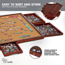 Load image into Gallery viewer, Jumbl 1000-Piece Puzzle Board - 23 x 31" Wooden Puzzle Board with Felt Surface & 6 Drawers - Brown