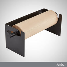 Load image into Gallery viewer, Jumbl Kraft Paper Wall Dispenser, 12" Wall Mounted Paper Roll Dispenser with Paper Cutter (Black)