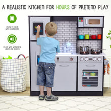 Load image into Gallery viewer, Lil' Jumbl Premium Kids Kitchen Set, Wooden Pretend Play Kitchen W/Sounds & Accessories - Charcoal