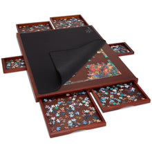 Load image into Gallery viewer, Jumbl 1500-Piece Puzzle Board - 27 x 35" Wooden Puzzle Board with 6 Removable Drawers - Dark Brown
