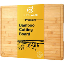 Load image into Gallery viewer, JumblWare Bamboo Cutting Board, 24” x 18” Large Wooden Chopping Block Tray with Handles