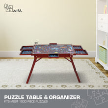 Load image into Gallery viewer, Jumbl 1000-Piece Puzzle Board - 23 x 31" Puzzle Table with Legs, Cover & 6 Removable Drawers - Black