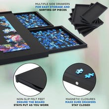 Load image into Gallery viewer, Jumbl 1500-Piece Puzzle Board - 27 x 35" Wooden Puzzle Board with 6 Removable Drawers - Black