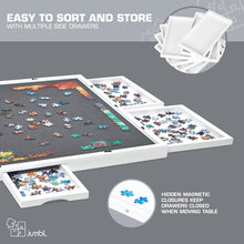 Load image into Gallery viewer, Jumbl 1000-Piece Puzzle Board - 23 x 31" Wooden Puzzle Board with Felt Surface & 6 Drawers - White