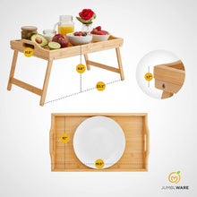 Load image into Gallery viewer, JumblWare Bamboo Bed Tray, Portable Breakfast in Bed Tray and Bed Table with Folding Legs
