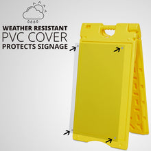 Load image into Gallery viewer, Jumbl A Frame Sandwich Board – 15.7 x 26” Display Sidewalk Sign with PVC Sign Protector (Yellow)