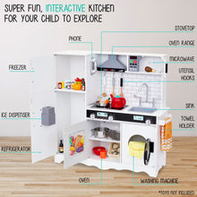 Load image into Gallery viewer, Lil' Jumbl Large Kids Kitchen Set, Wooden Pretend Play Kitchen with Sounds & Accessories - White