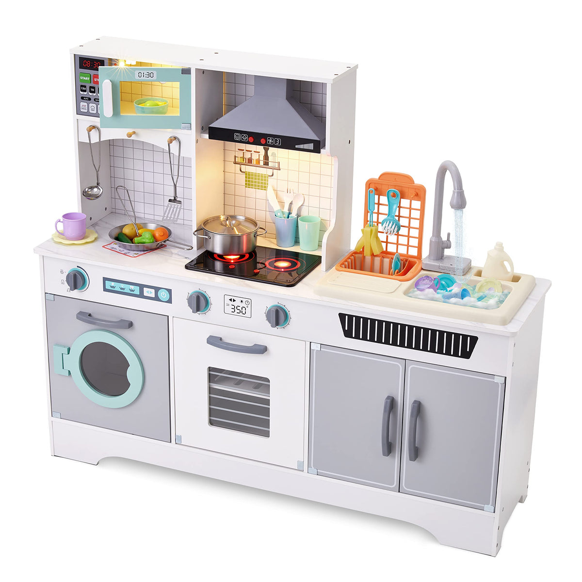 Lil' Jumbl Kids Pretend Kitchen Playset, Pretend Wooden Play