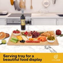 Load image into Gallery viewer, JumblWare Bamboo Cutting Board, 24” x 18” Large Wooden Chopping Block Tray with Handles