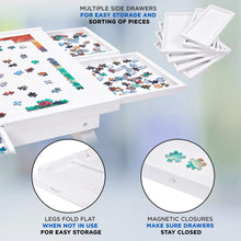 Load image into Gallery viewer, Jumbl 1000-Piece Puzzle Board - 23 x 31" Wooden Puzzle Table with 6 Removable Drawers - White