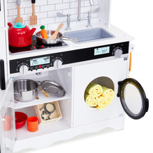 Load image into Gallery viewer, Lil' Jumbl Large Kids Kitchen Set, Wooden Pretend Play Kitchen with Sounds & Accessories - White