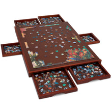 Load image into Gallery viewer, Jumbl 1000-Piece Puzzle Board - 23 x 31" Wooden Puzzle Board with 6 Removable Drawers - Dark Brown