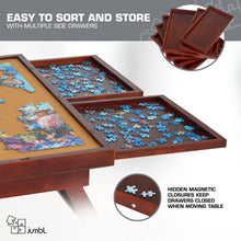Load image into Gallery viewer, Jumbl 1500-Piece Puzzle Board - 27 x 35" Wooden Puzzle Table with Felt Surface & 6 Drawers - Brown