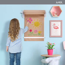 Load image into Gallery viewer, Jumbl Kraft Paper Wall Dispenser, 18" Wall Mounted Paper Roll Dispenser with Paper Cutter (White)