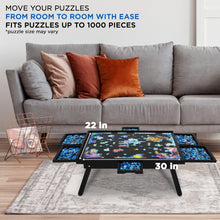 Load image into Gallery viewer, Jumbl 1000-Piece Puzzle Board - 23 x 31" Wooden Puzzle Table with 6 Removable Drawers - Black