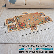 Load image into Gallery viewer, SkyMall 1000-Piece Puzzle Board - 23 x 31" Wooden Puzzle Table with 6 Magnetic Removable Drawers