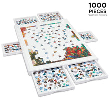 Load image into Gallery viewer, Jumbl 1000-Piece Puzzle Board - 23 x 31" Wooden Puzzle Board with 6 Removable Drawers - White