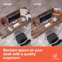 Load image into Gallery viewer, JumblWare Bamboo Desktop File Organizer, 4 Slot Wooden File Sorter, Holder & Organizing Tray