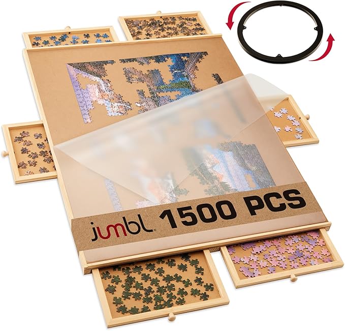 Jumbl 1500 Piece Puzzle Board, 6 drawers